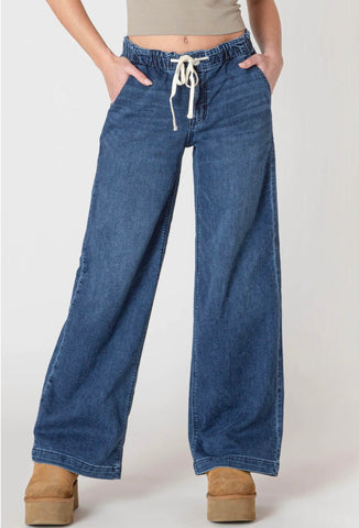 Drawstring Wide Leg Jeans