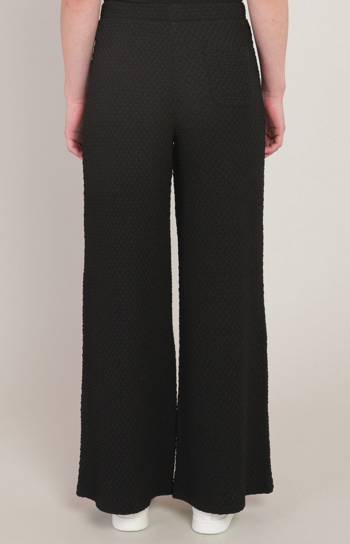 Black Textured Wide Leg Pants