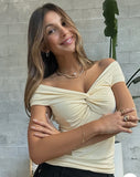 Yellow Off The Shoulder Twist Top