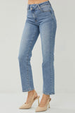 High Rise Crossover Straight Leg Jeans