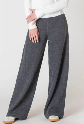 Charcoal Ribbed Wide Leg Pants