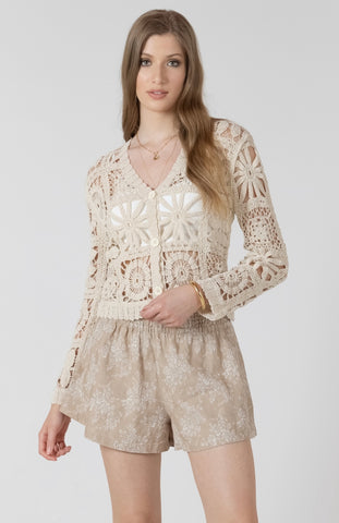 Soft Oatmeal Macrame Cardigan