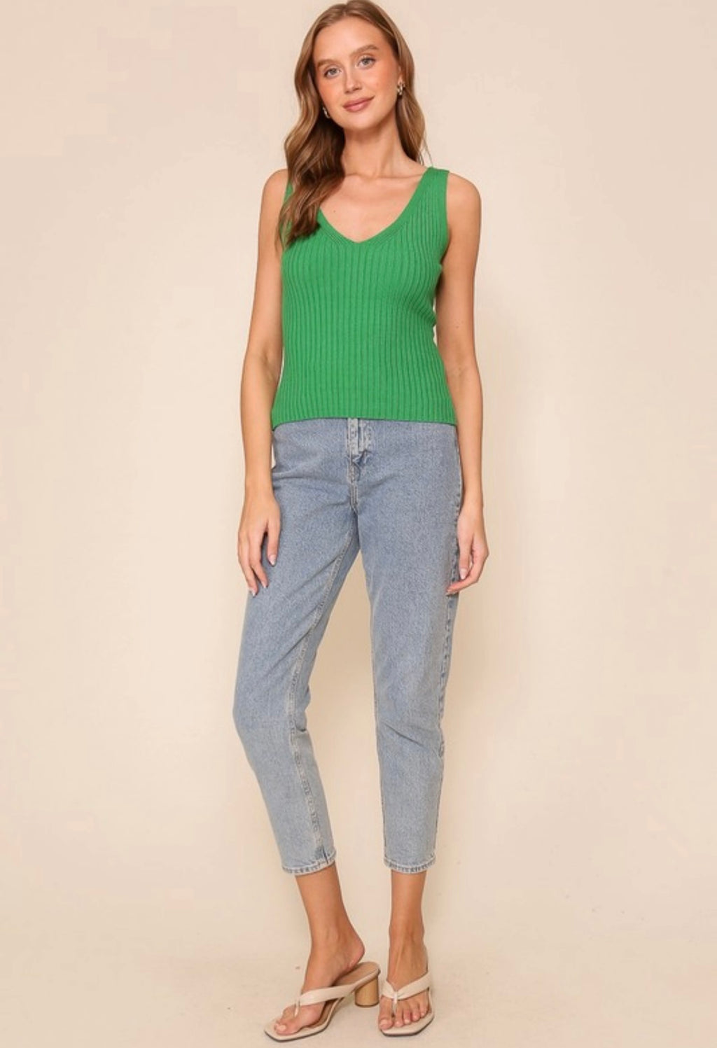 Green Ribbed Knit Cami