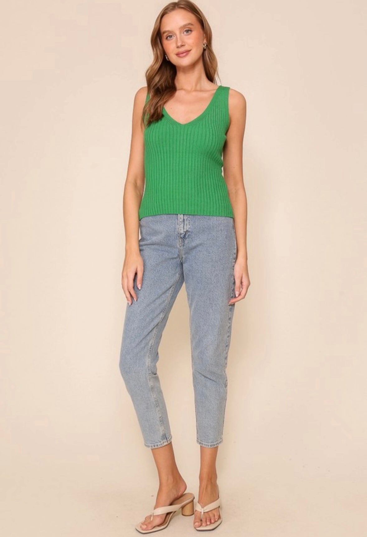 Green Ribbed Knit Cami