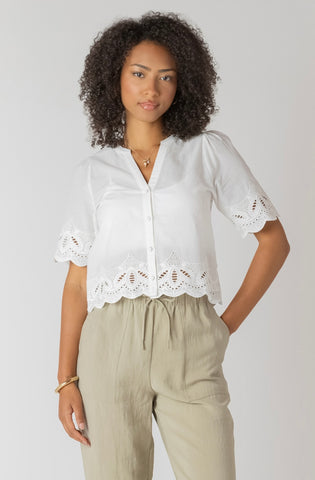 White Eyelet Button Down
