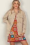 Beige Oversized Denim Jacket