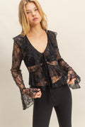 Black Lace Tie Top