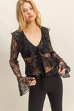 Black Lace Tie Top