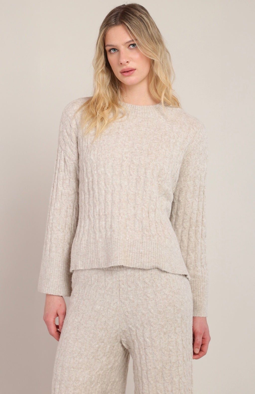 Beige Cable Knit Sweater