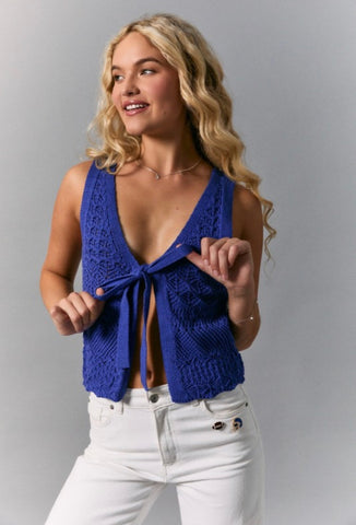 Cobalt Crochet Vest