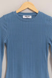 Blue Brushed Ribbed Top