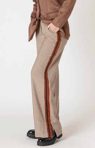 Brown Houndstooth Trouser Pants