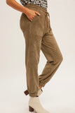 Olive Suede Jogger Pants