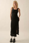 Black Textured Midi Dress