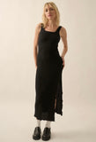 Black Textured Midi Dress