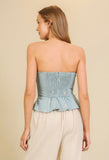 Denim Bow Bustier Top