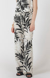 Abstract Leaf Print Linen Pants