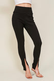 Black Slit Ponte Pants