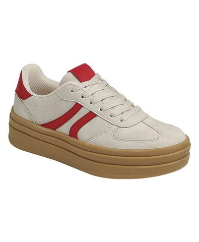 Beige/Red Platform Sneakers