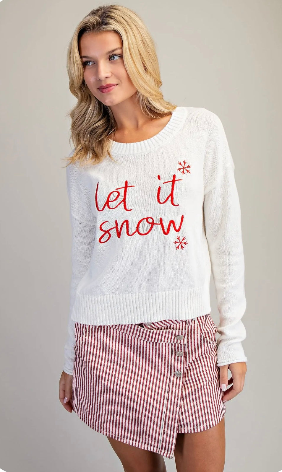 White Let It Snow Sweater