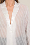 White Fringe Glitter Button Down