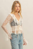 Cream Lace Tie Top