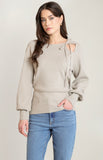 Light Taupe Slit Back Sweater