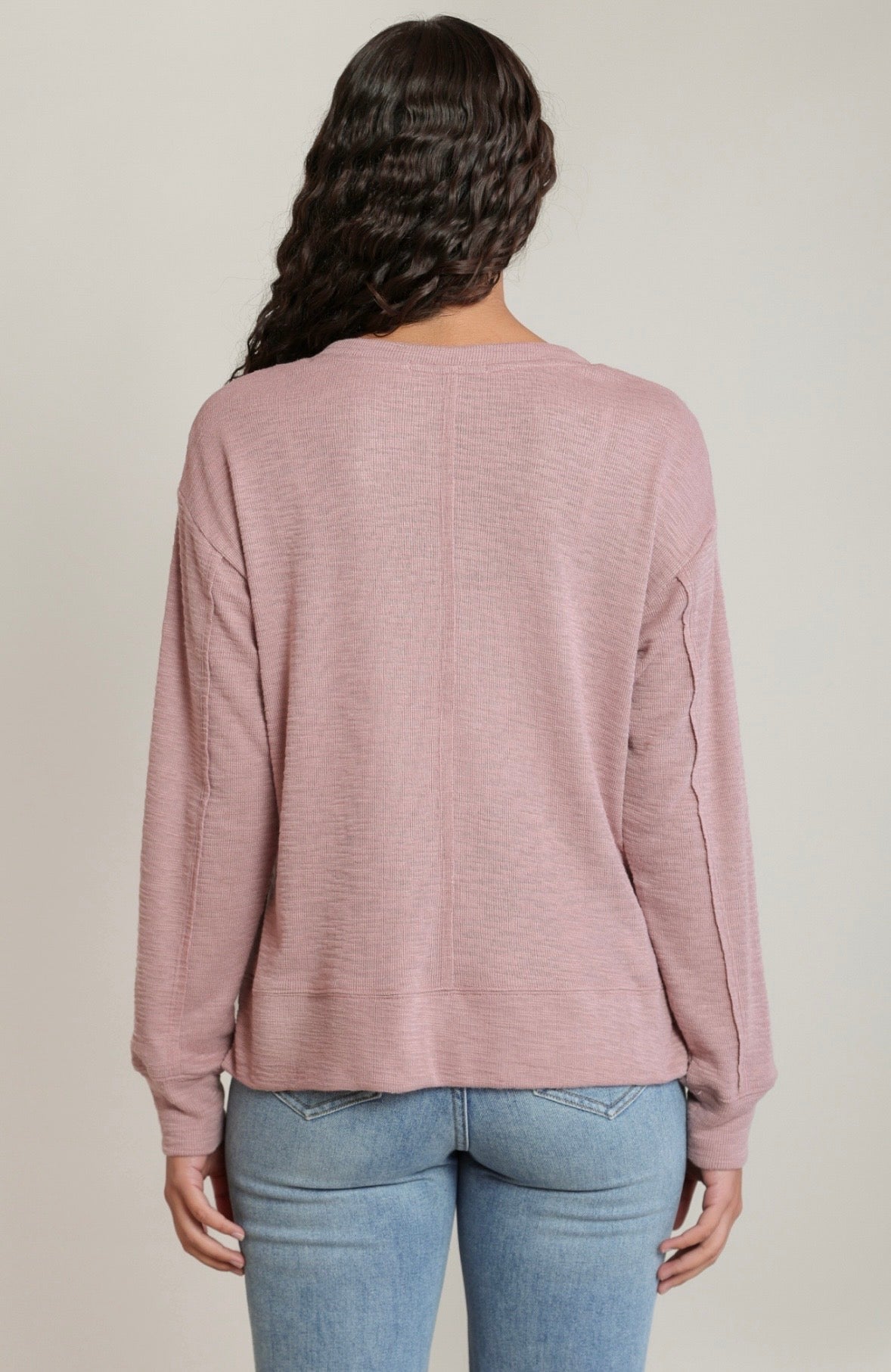 Dusty Rose Reverse Seam Top