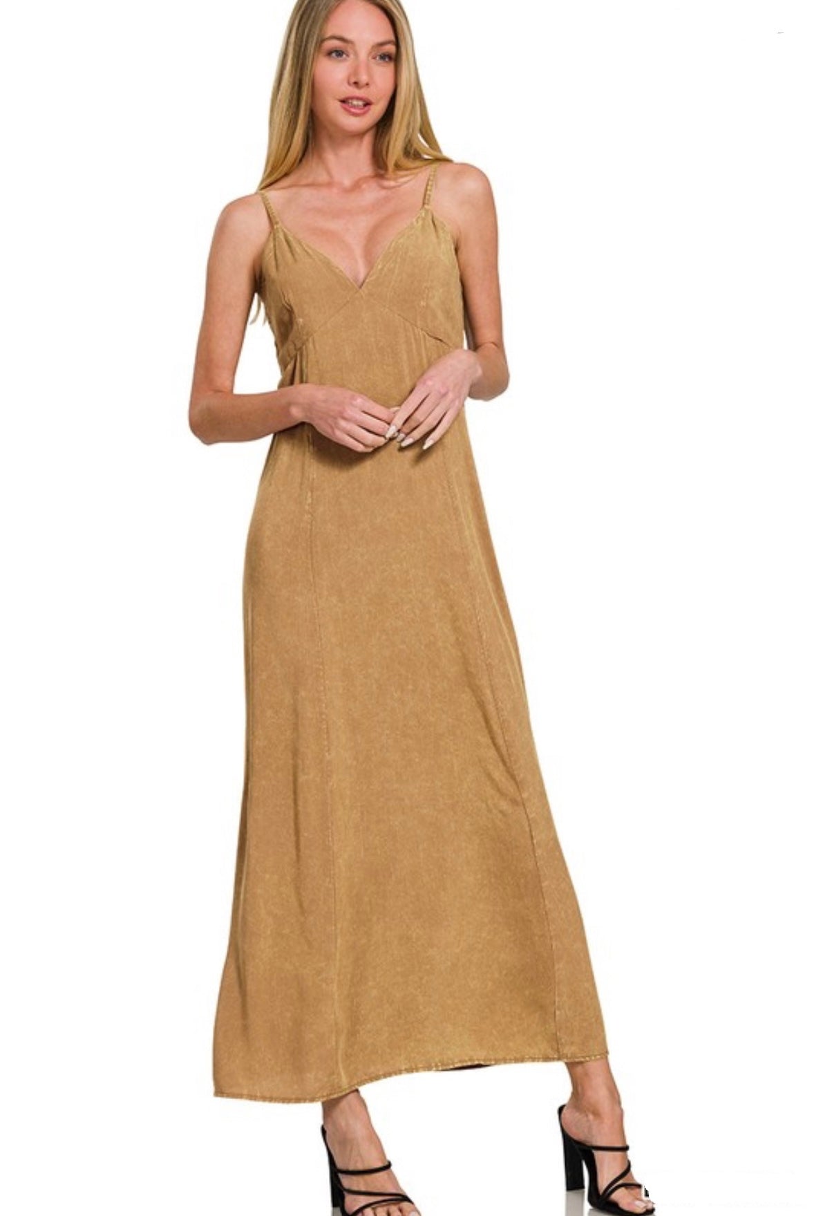 Camel Washed Maxi Dress