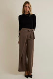 Mocha Pinstripe Wrap Front Pants