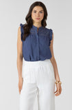 Blue Sleeveless Peasant Top