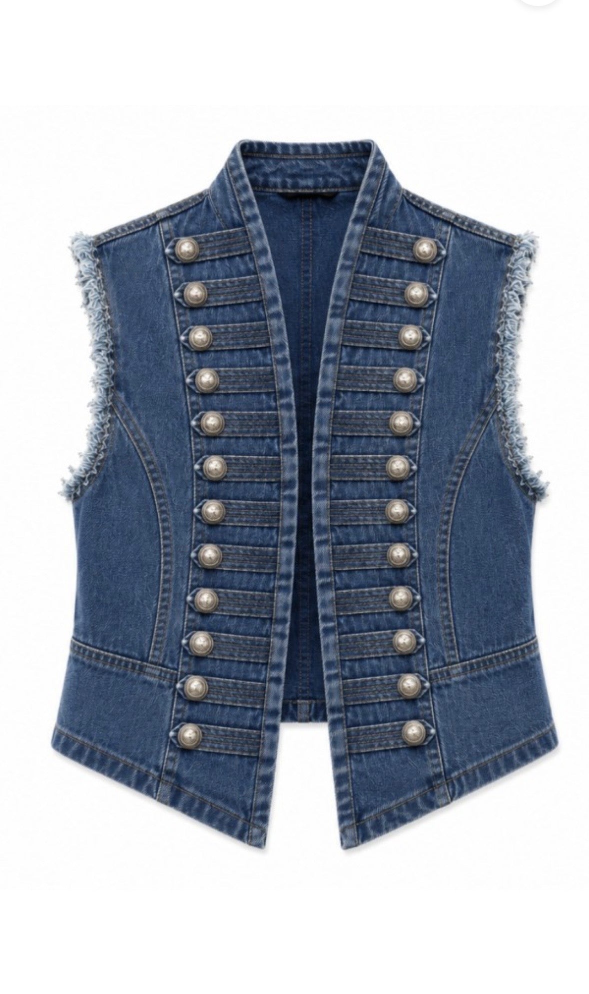 Denim Military Vest