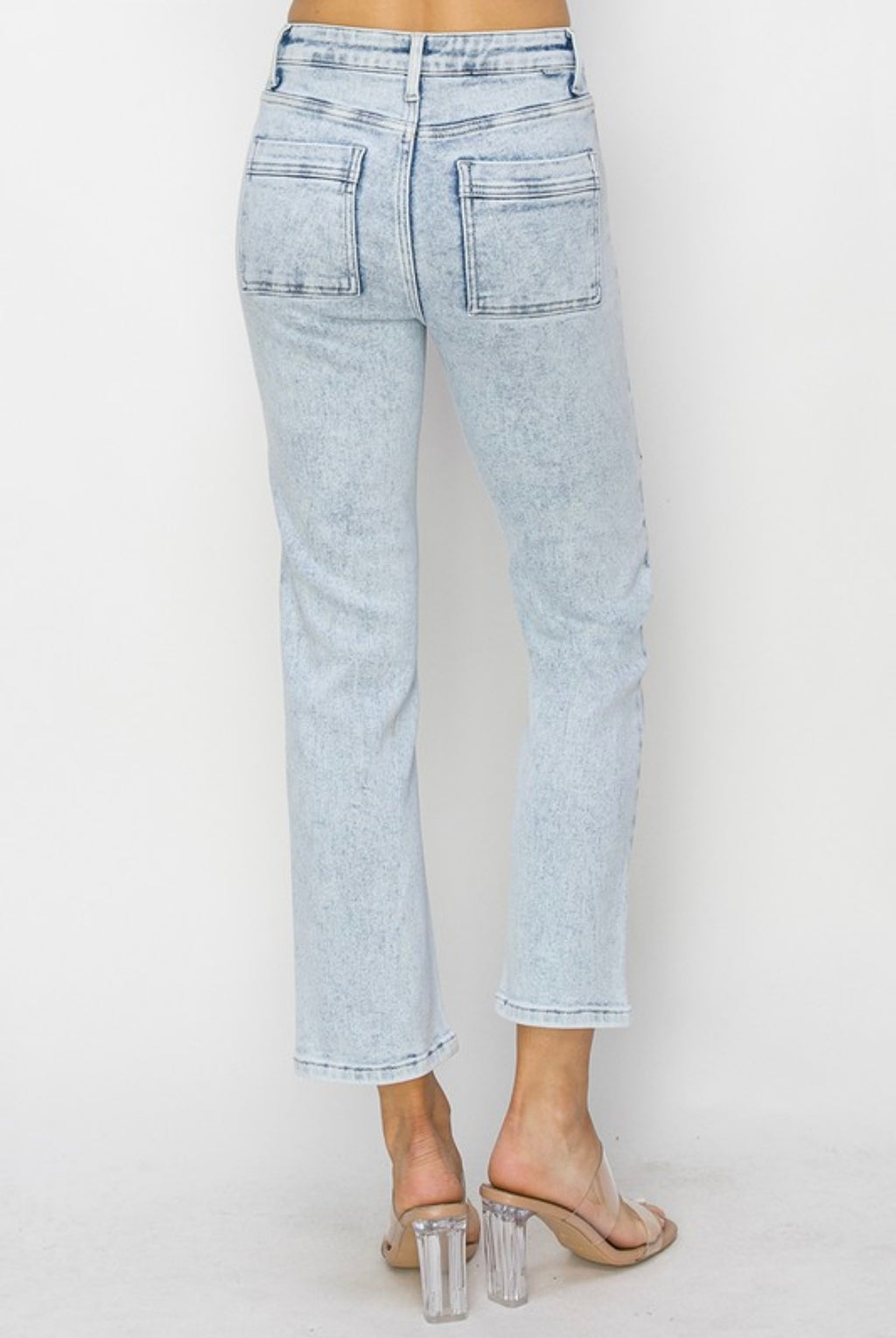 High Rise Crop Stitched Jeans