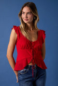Red Tie Front Top