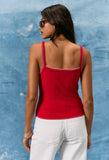 Red Embroidered Flag Tank