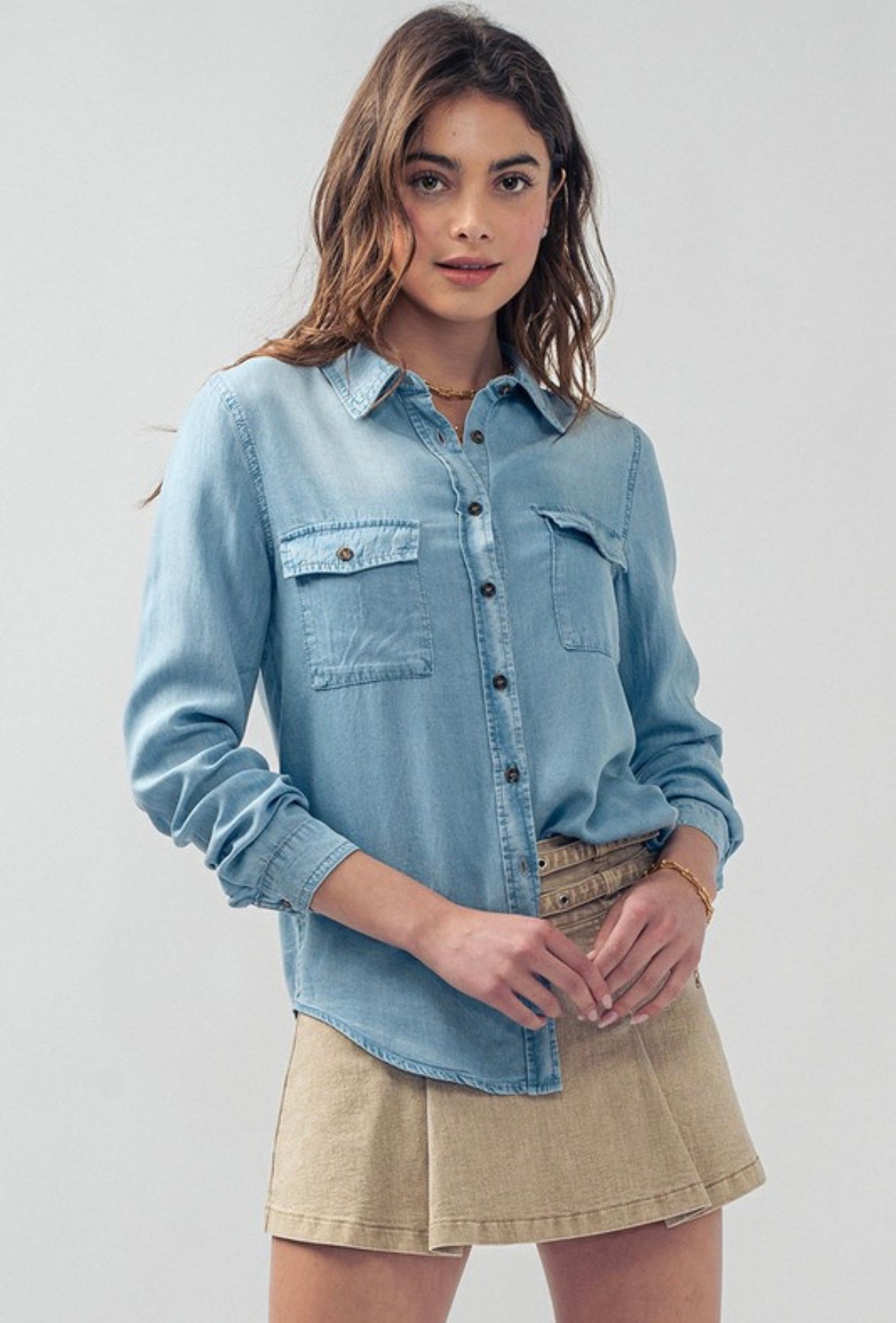 Denim Long Sleeve Button Down