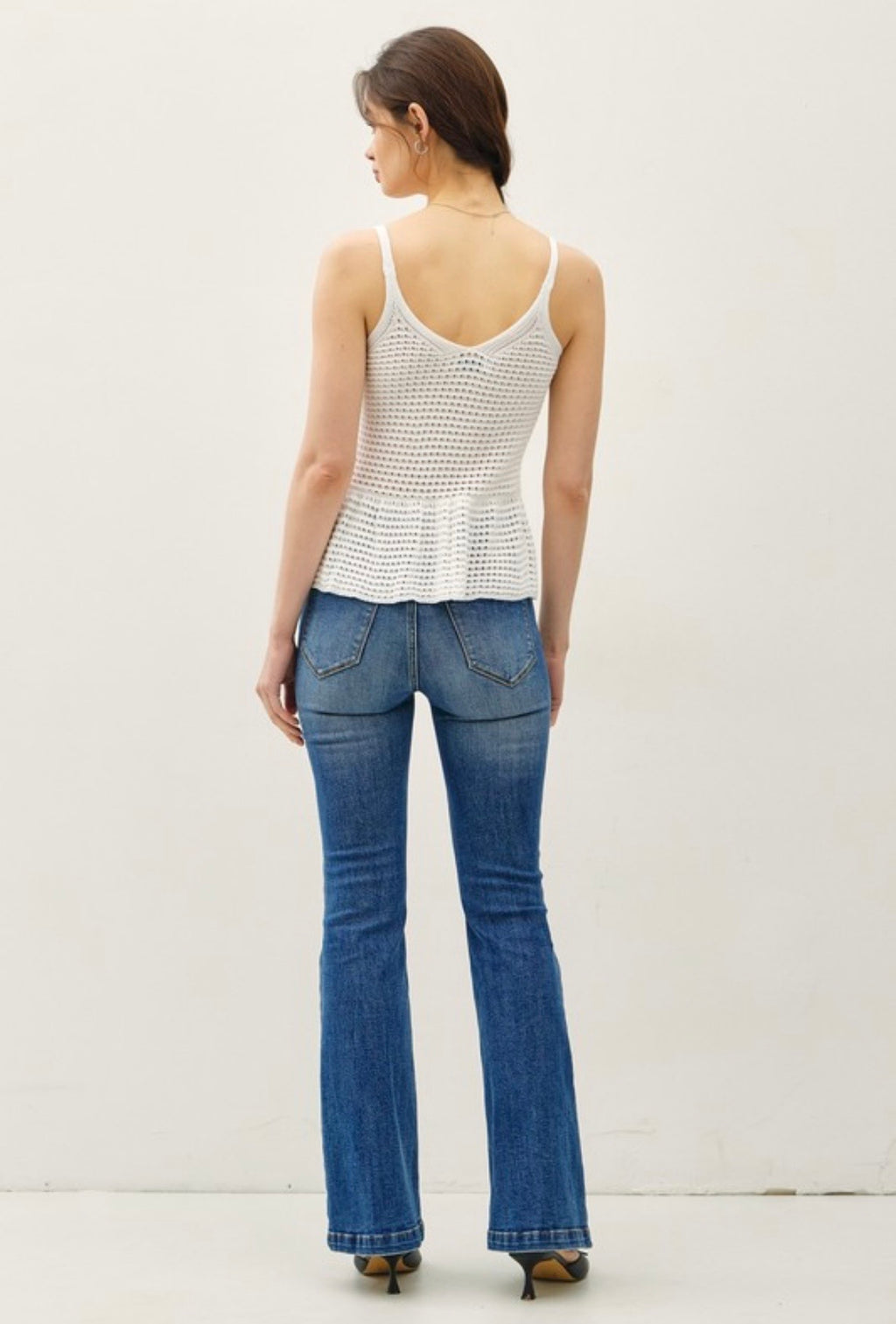 Cream Crochet Peplum Tank