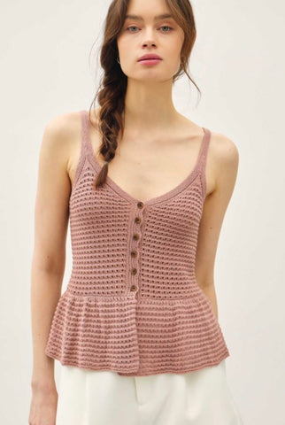 Mauve Crochet Peplum Tank