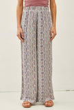 Blue Mixed Print Wide Leg Pants