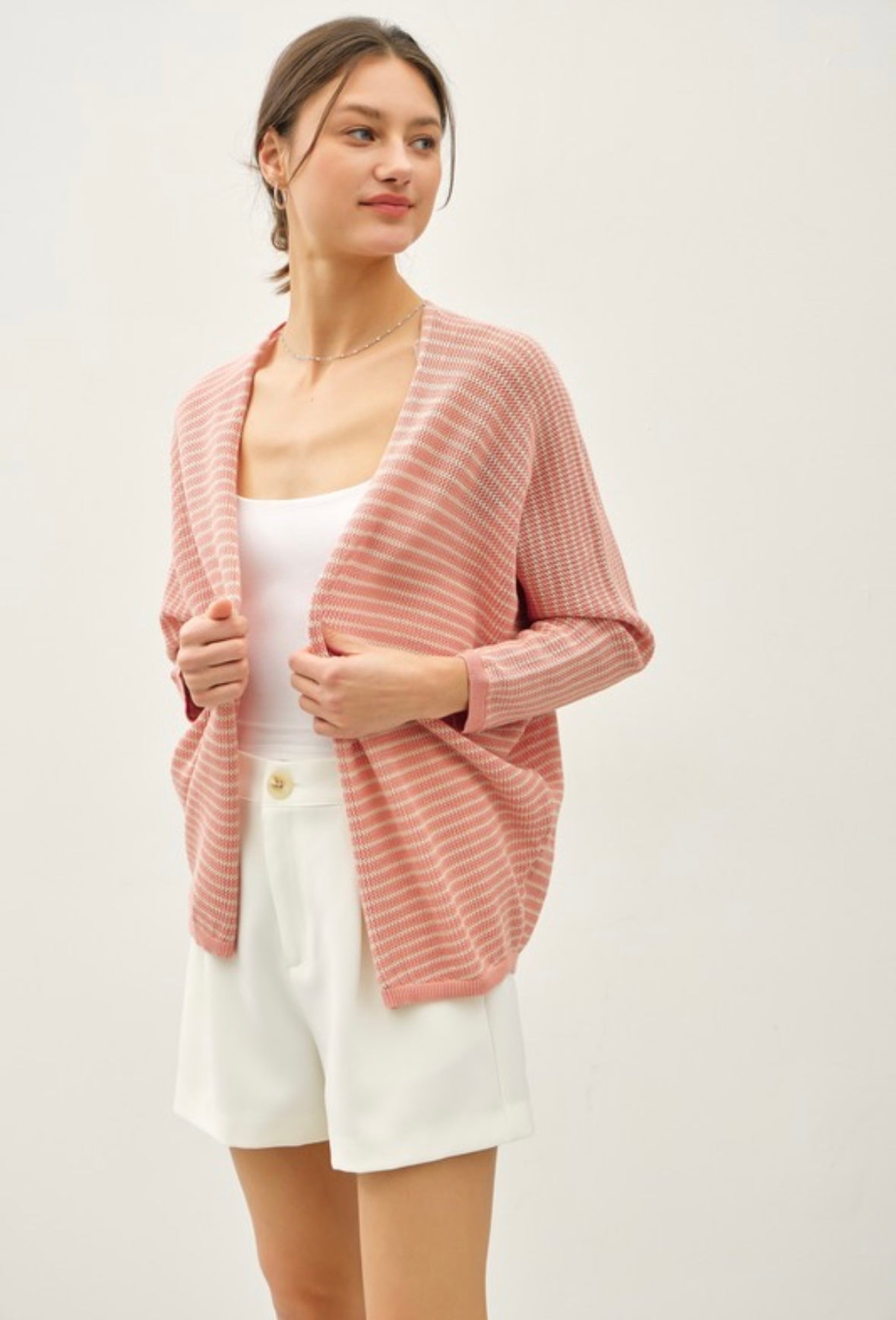 Dusty Coral Stripe Cardigan