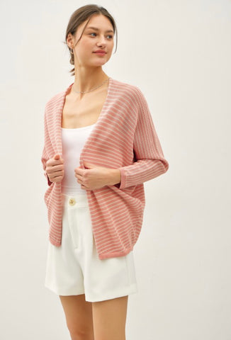 Dusty Coral Stripe Cardigan