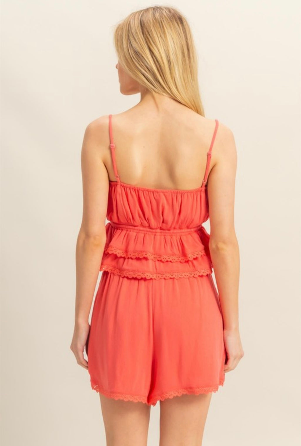 Coral Peplum Tank Set