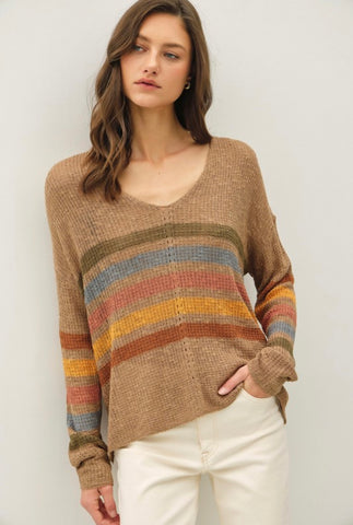 Mocha Rainbow Stripe Sweater