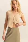Beige Cropped Knit Vest