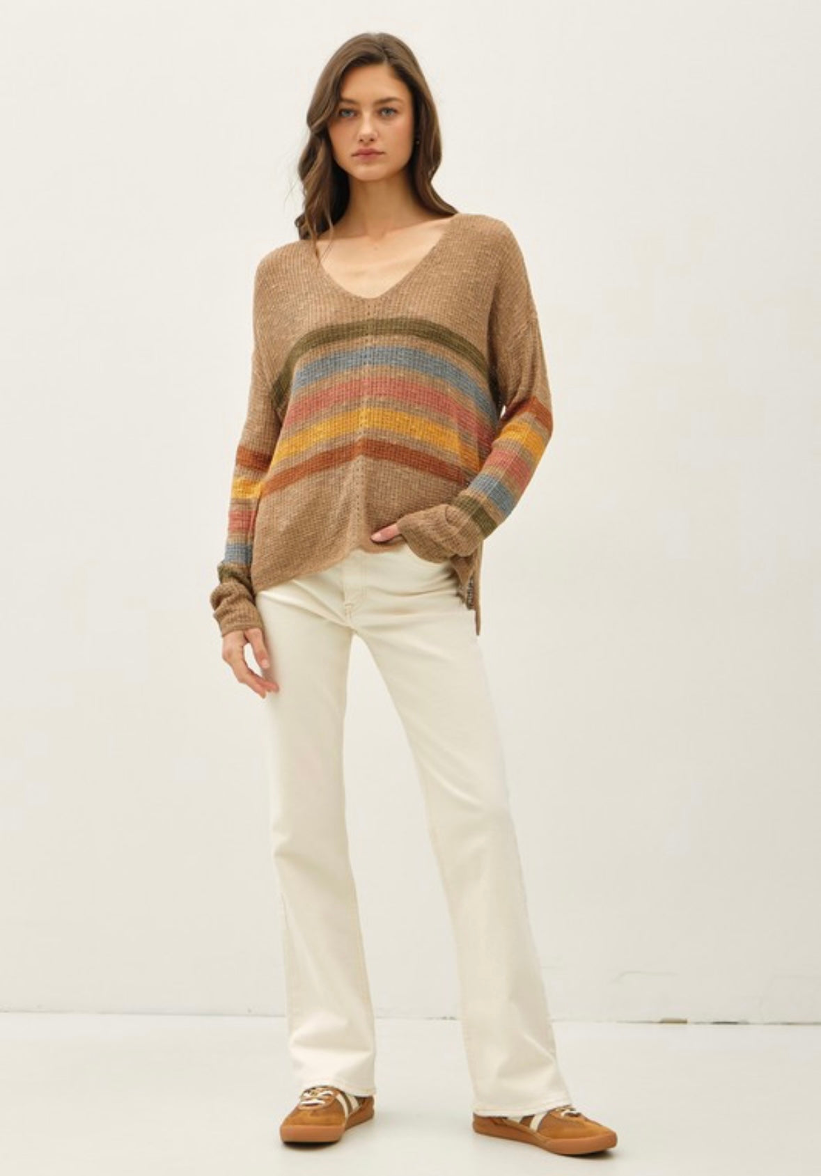 Mocha Rainbow Stripe Sweater