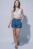 Dark Blue Tencel Shorts