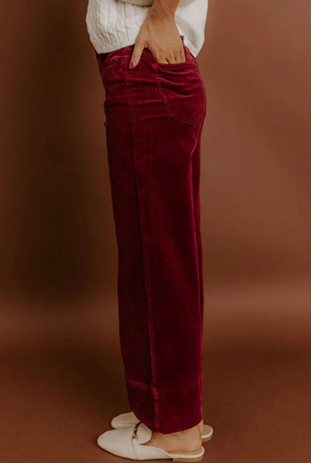 Red Corduroy Wide Leg
