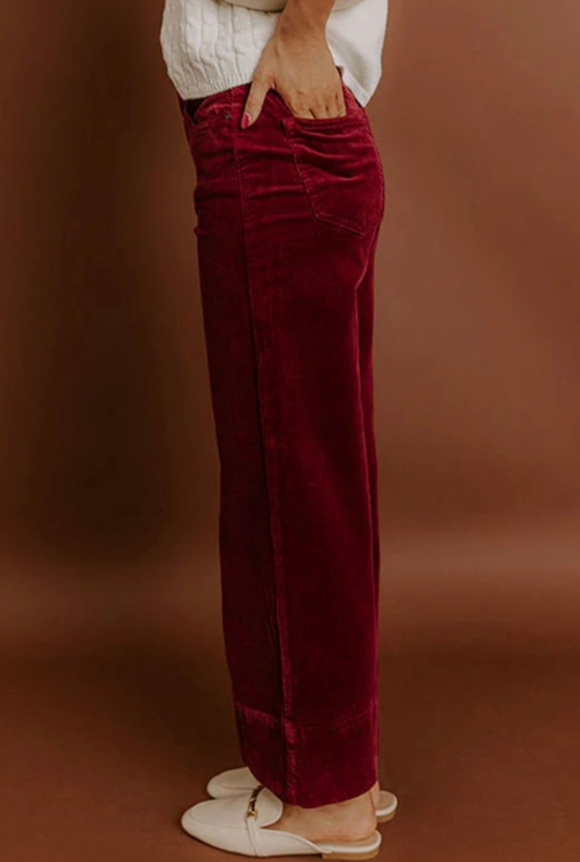 Red Corduroy Wide Leg