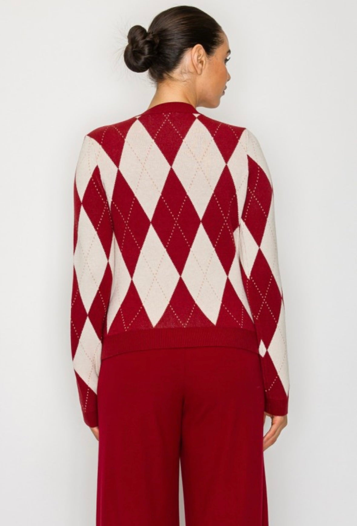 Burgundy Argyle Sweater