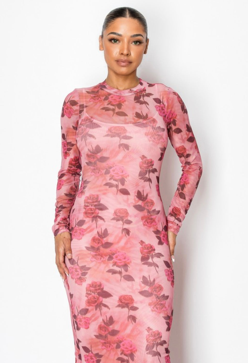 Rose Sheer Maxi Dress